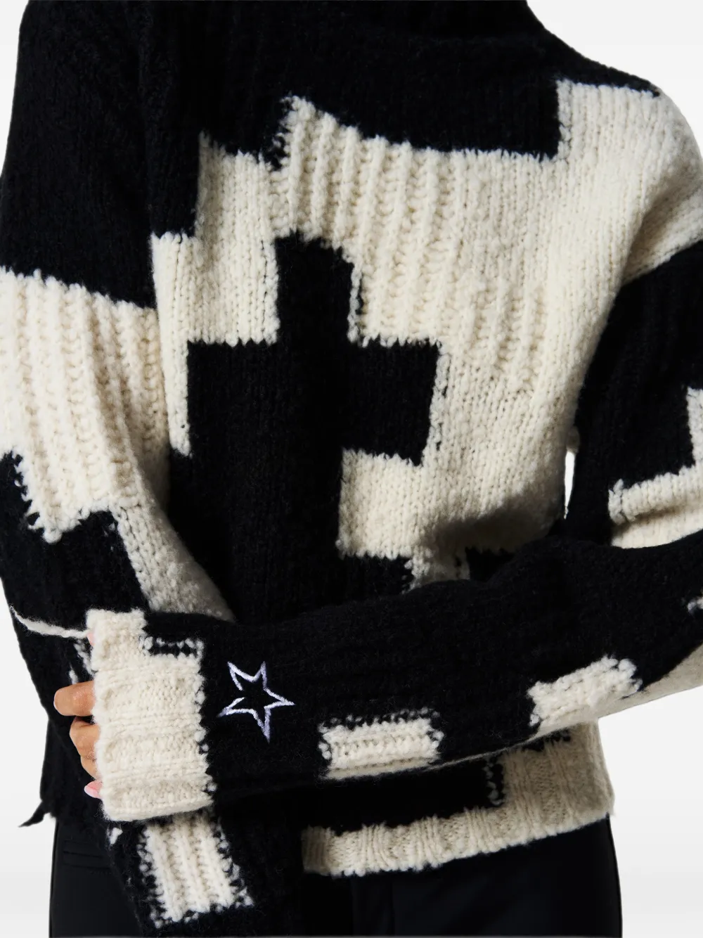 Perfect Moment chunky wool cropped sweater Zwart