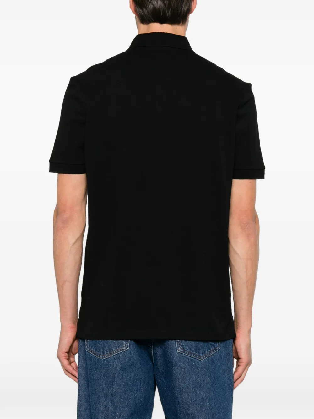 HUGO Dereso cotton-piqué slim-fit polo shirt with logo label Zwart
