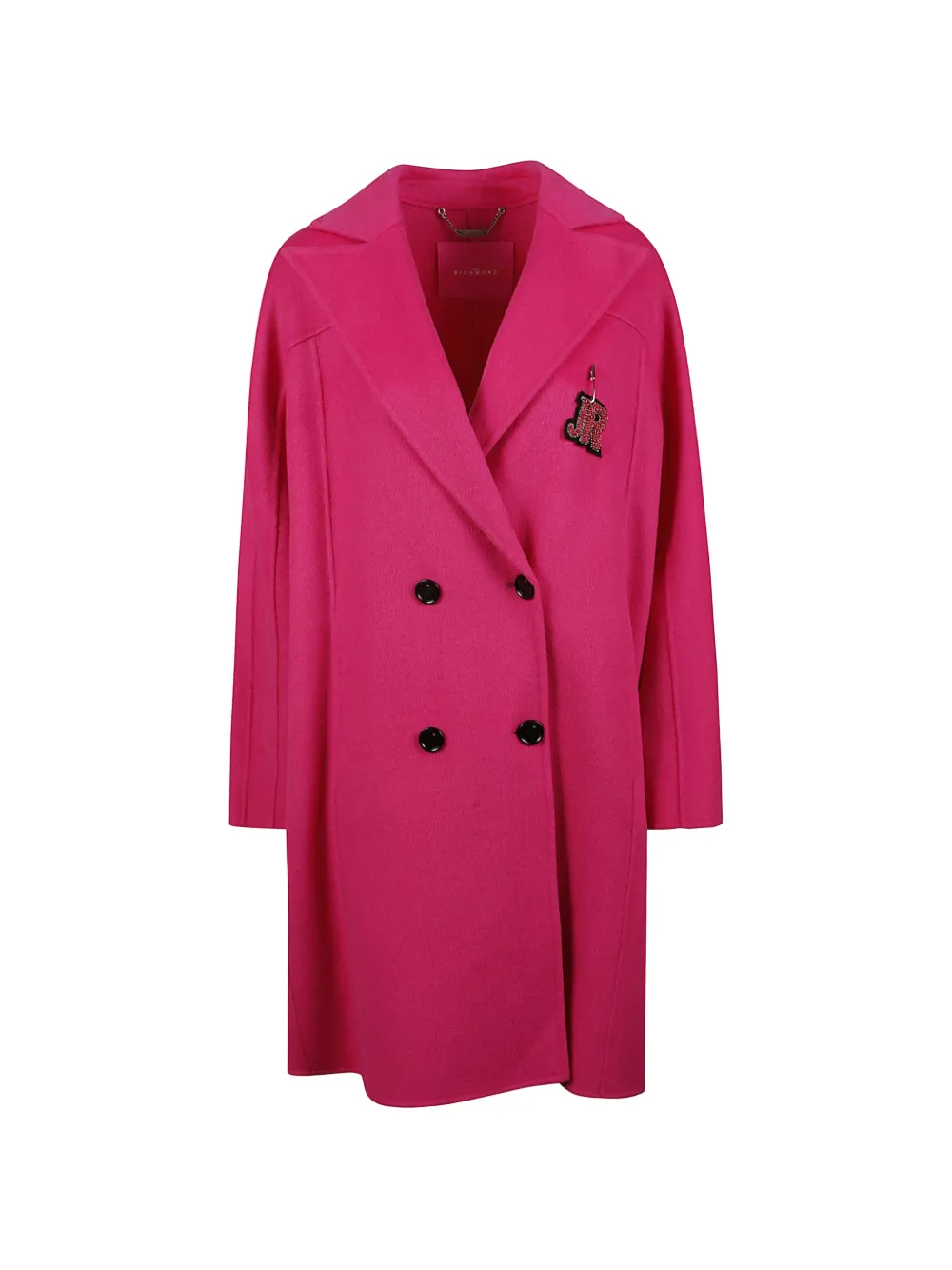John Richmond double-breasted logo-patch coat - Rosa