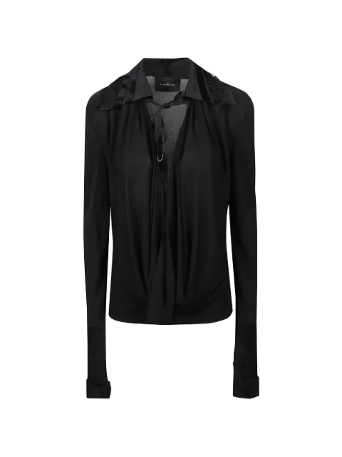 John Richmond lace-trim draped blouse