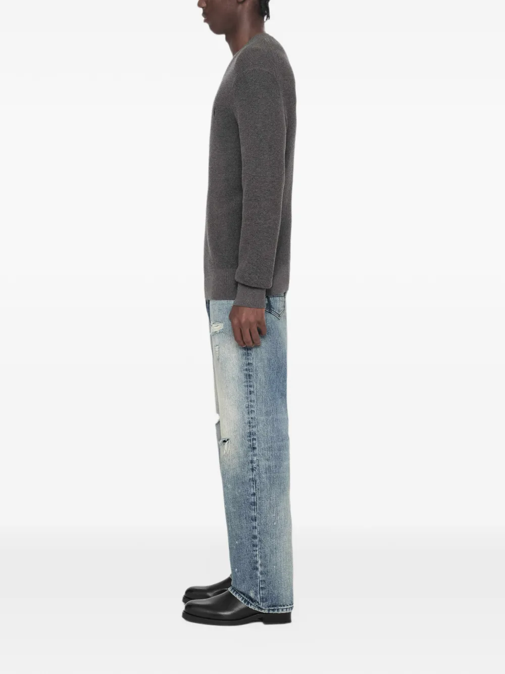 AllSaints Aspen wafelgebreide trui van wolblend Grijs