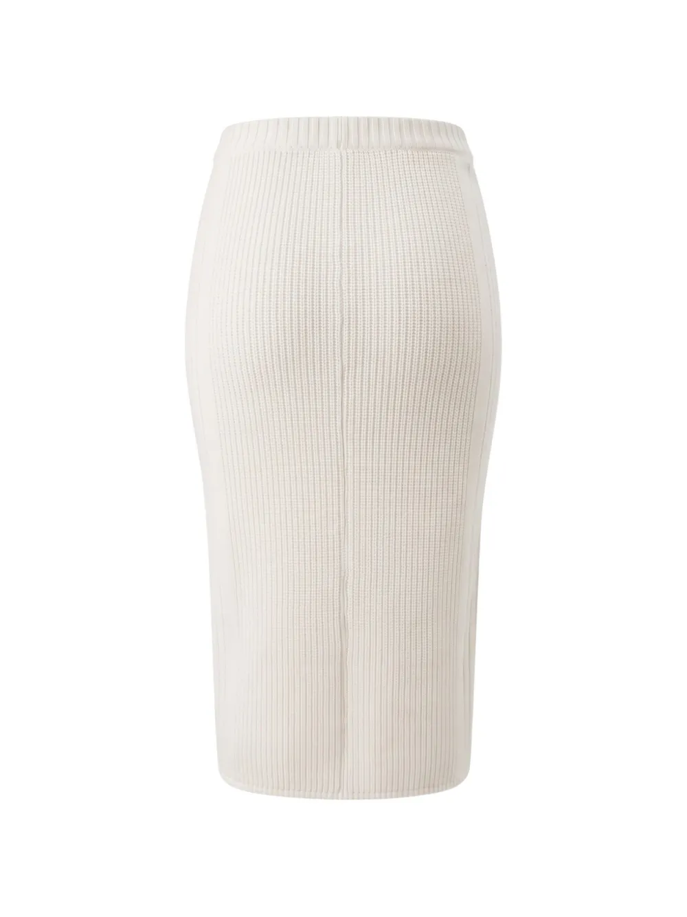 Patrizia Pepe ribbed-knit zip-fastening midi skirt Beige