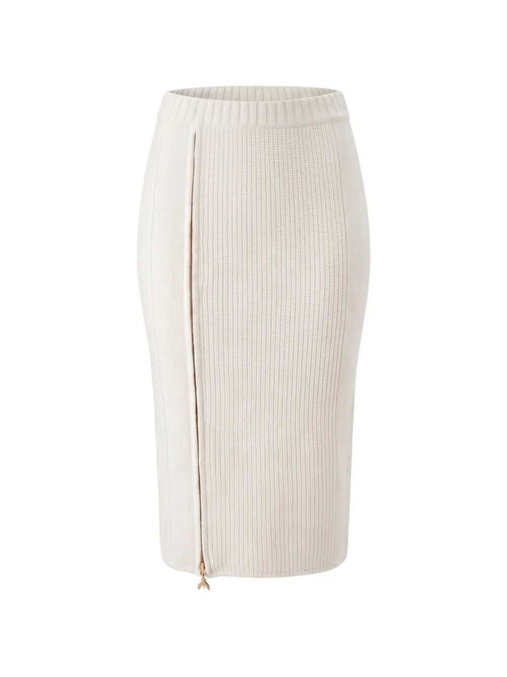 Patrizia Pepe ribbed-knit zip-fastening midi skirt Beige