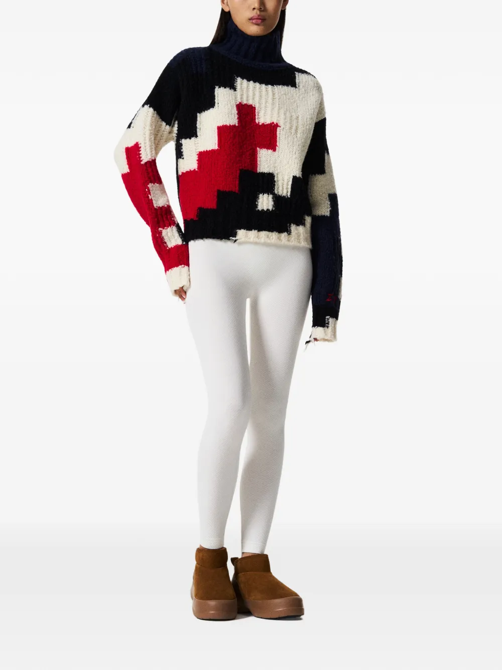 Perfect Moment chunky wool cropped sweater Wit