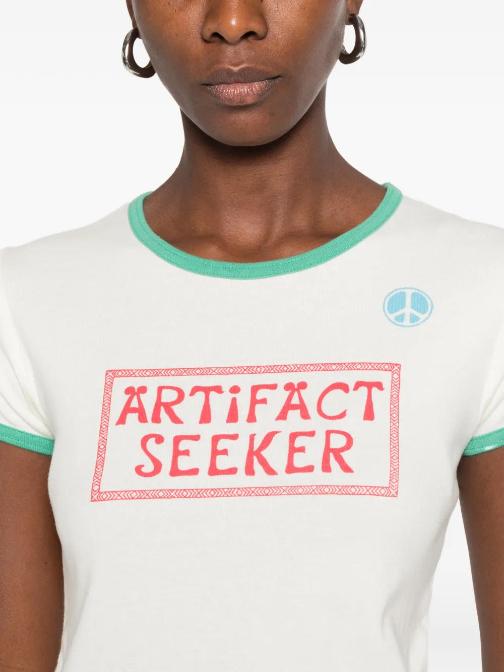 MOTHER graphic-print ringer T-shirt Beige