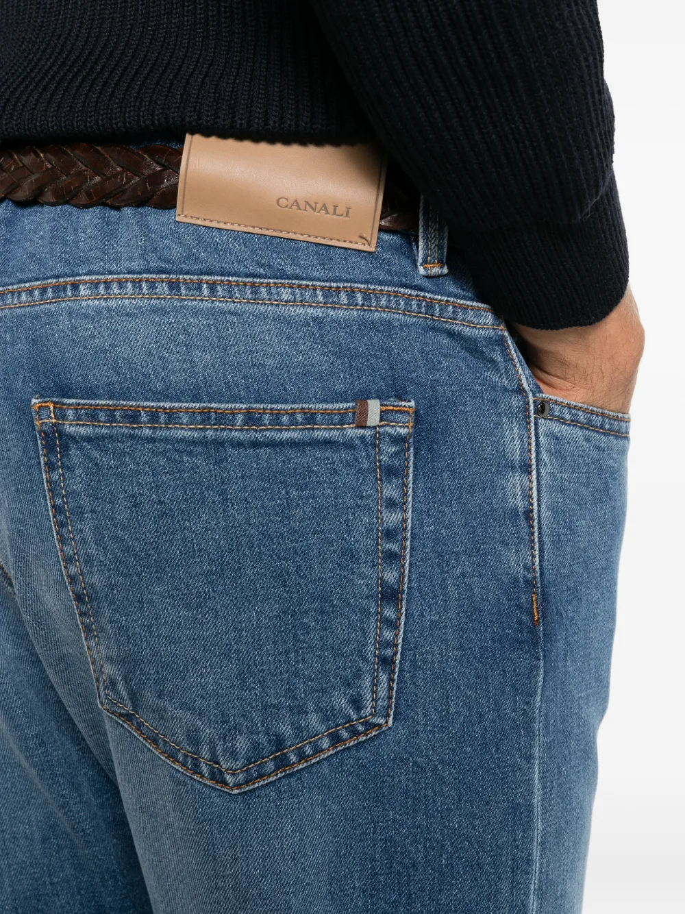 Canali faded straight-leg jeans Blauw