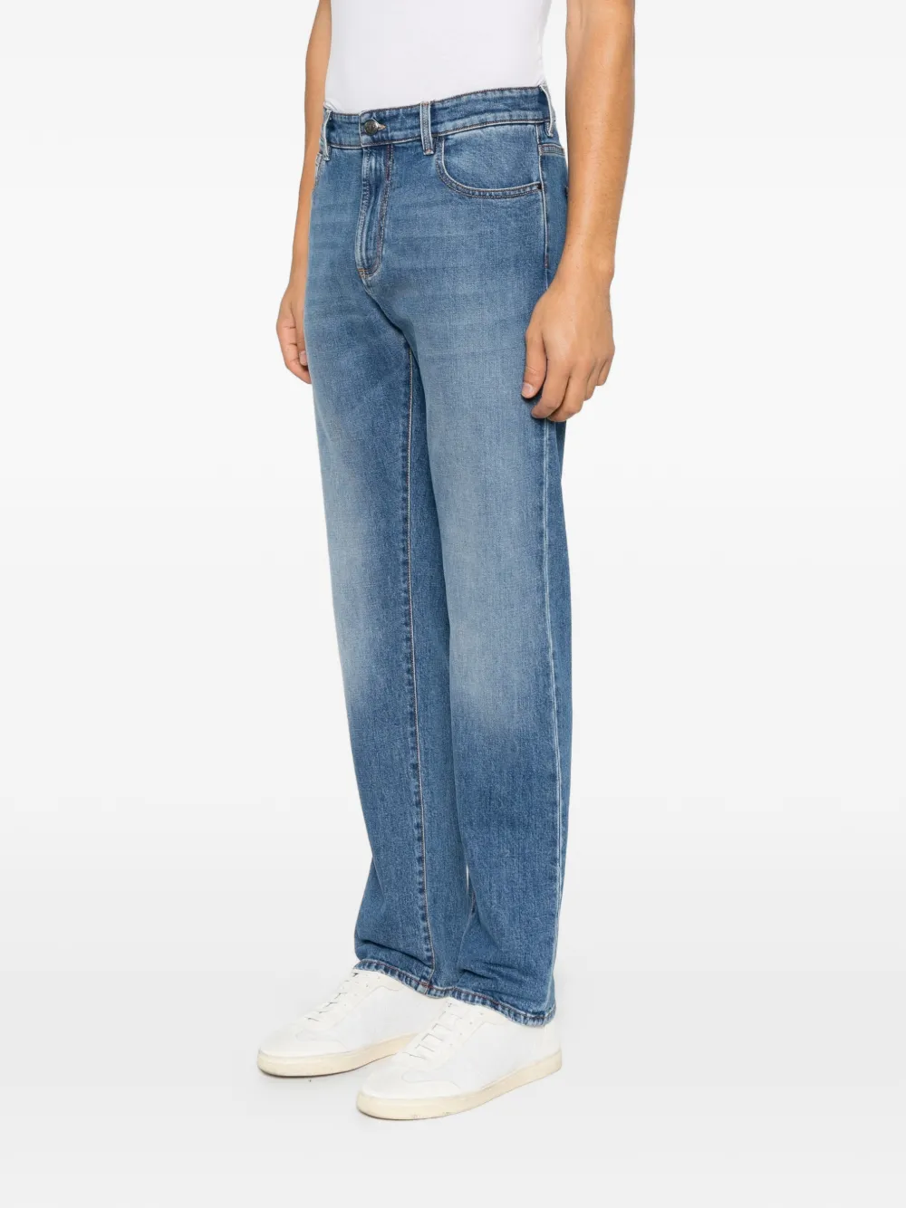 Canali faded straight-leg jeans Blauw