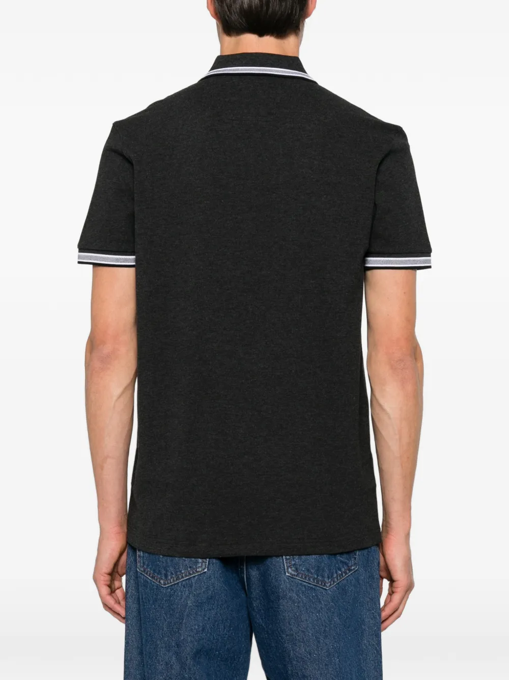 BOSS logo-print tipped polo shirt Grijs