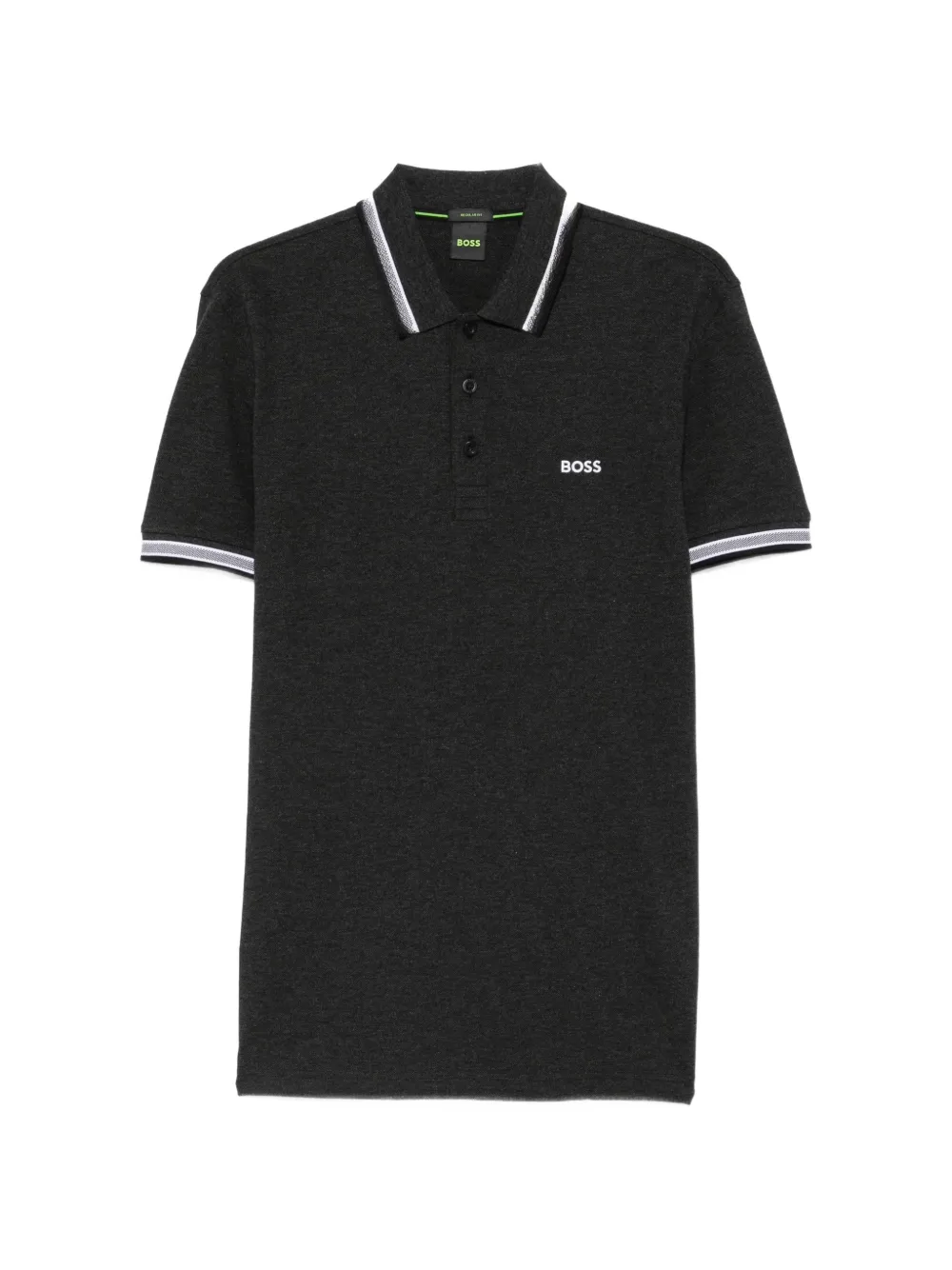 BOSS logo-print tipped polo shirt - Grau