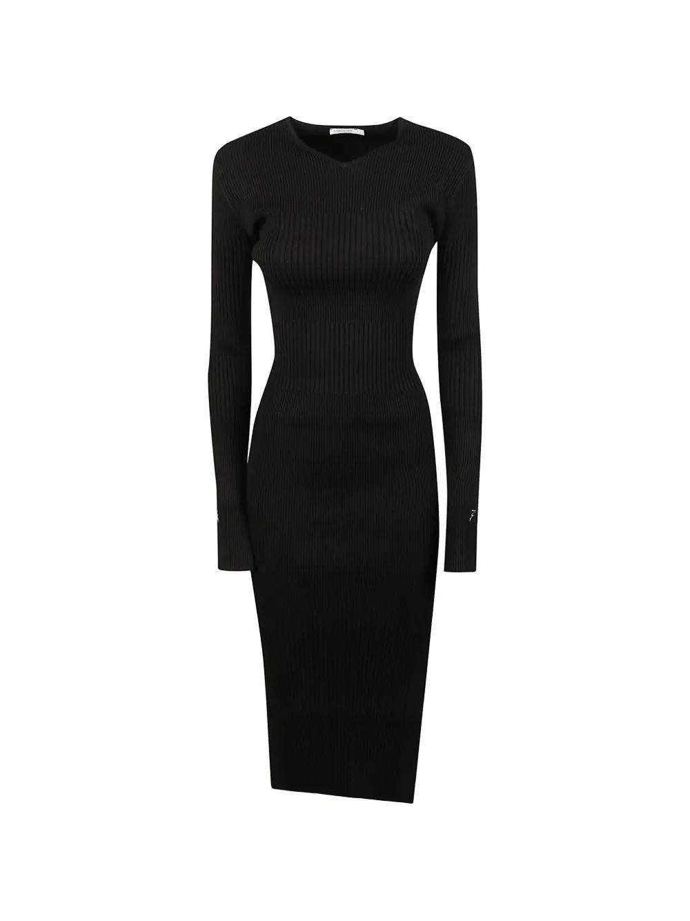 Patrizia Pepe ribbed-knit V-neck dress - Schwarz