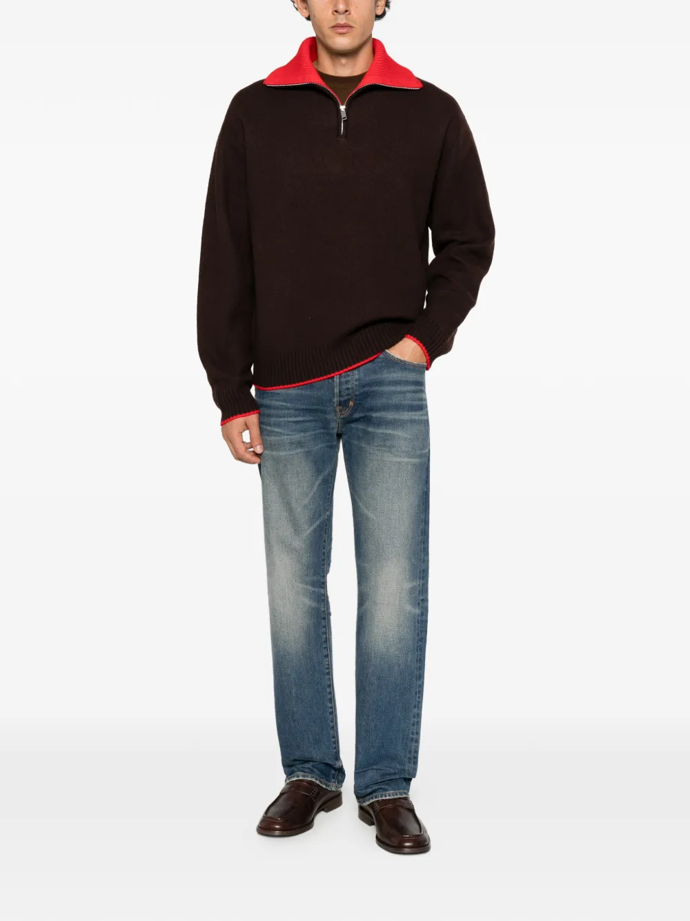 Axel Arigato Trace quarter-zip wool sweater Bruin