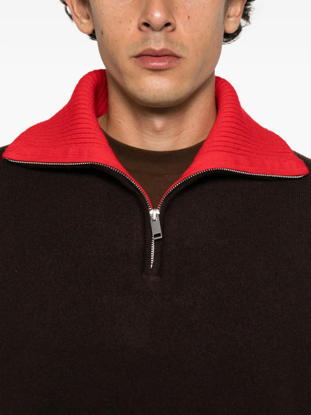Axel Arigato Trace quarter-zip wool sweater Bruin
