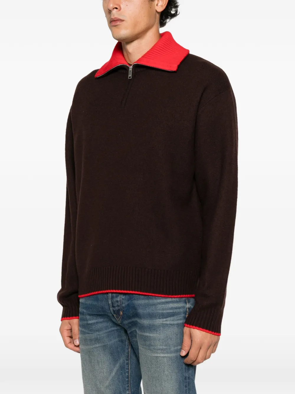 Axel Arigato Trace quarter-zip wool sweater Bruin