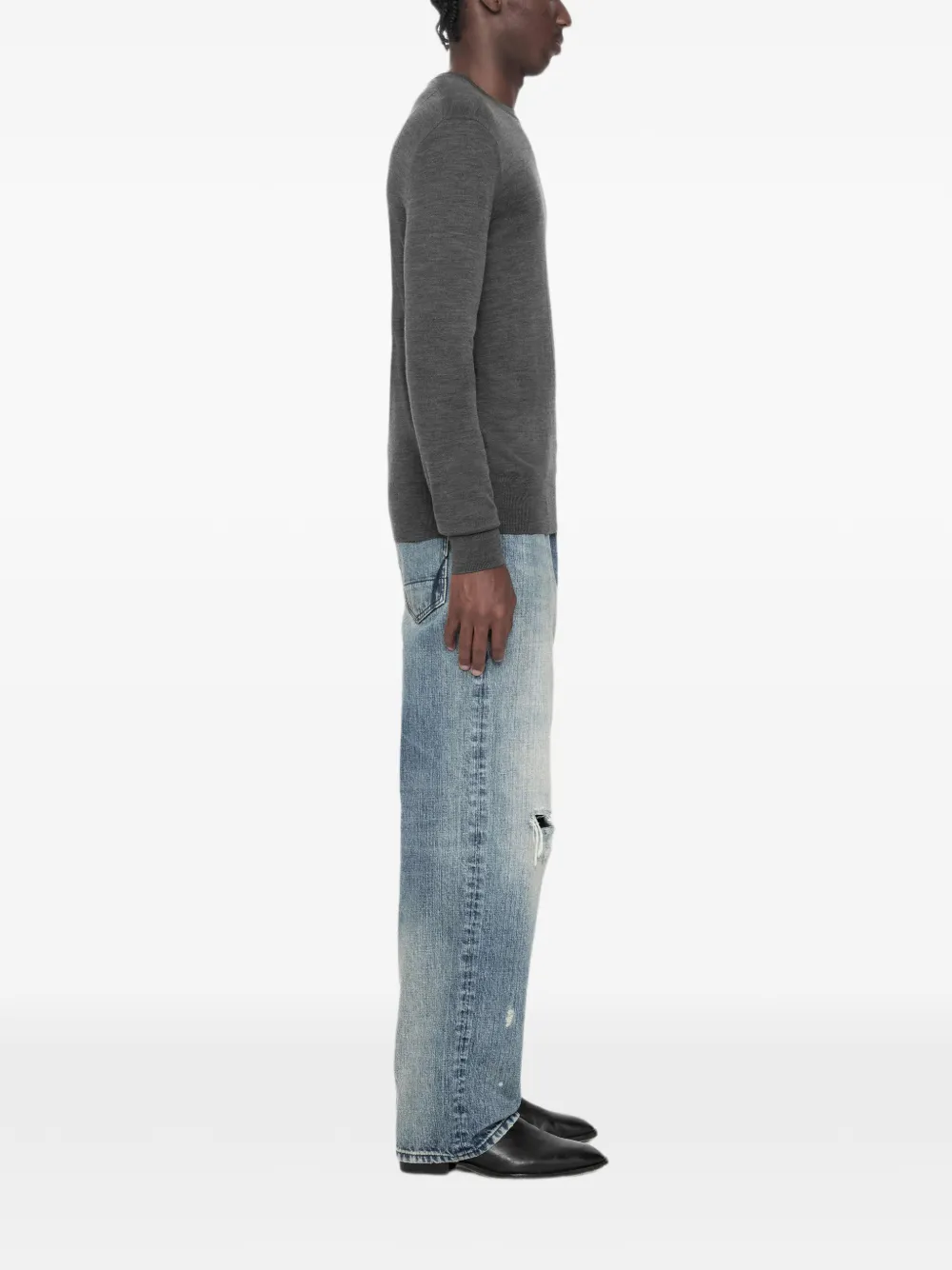 AllSaints Mode Ramskull trui van merinowol Grijs