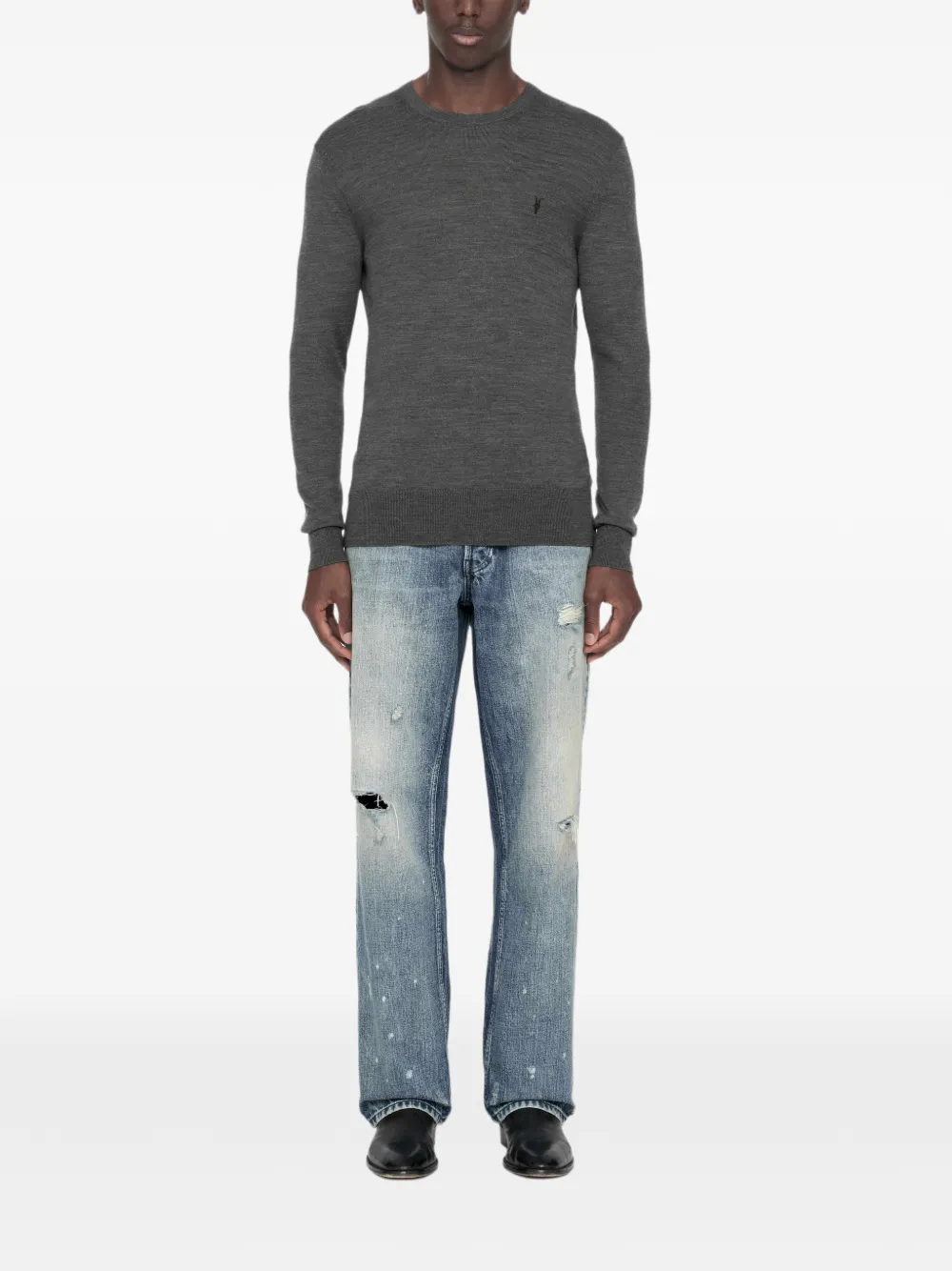 AllSaints Mode Ramskull trui van merinowol Grijs