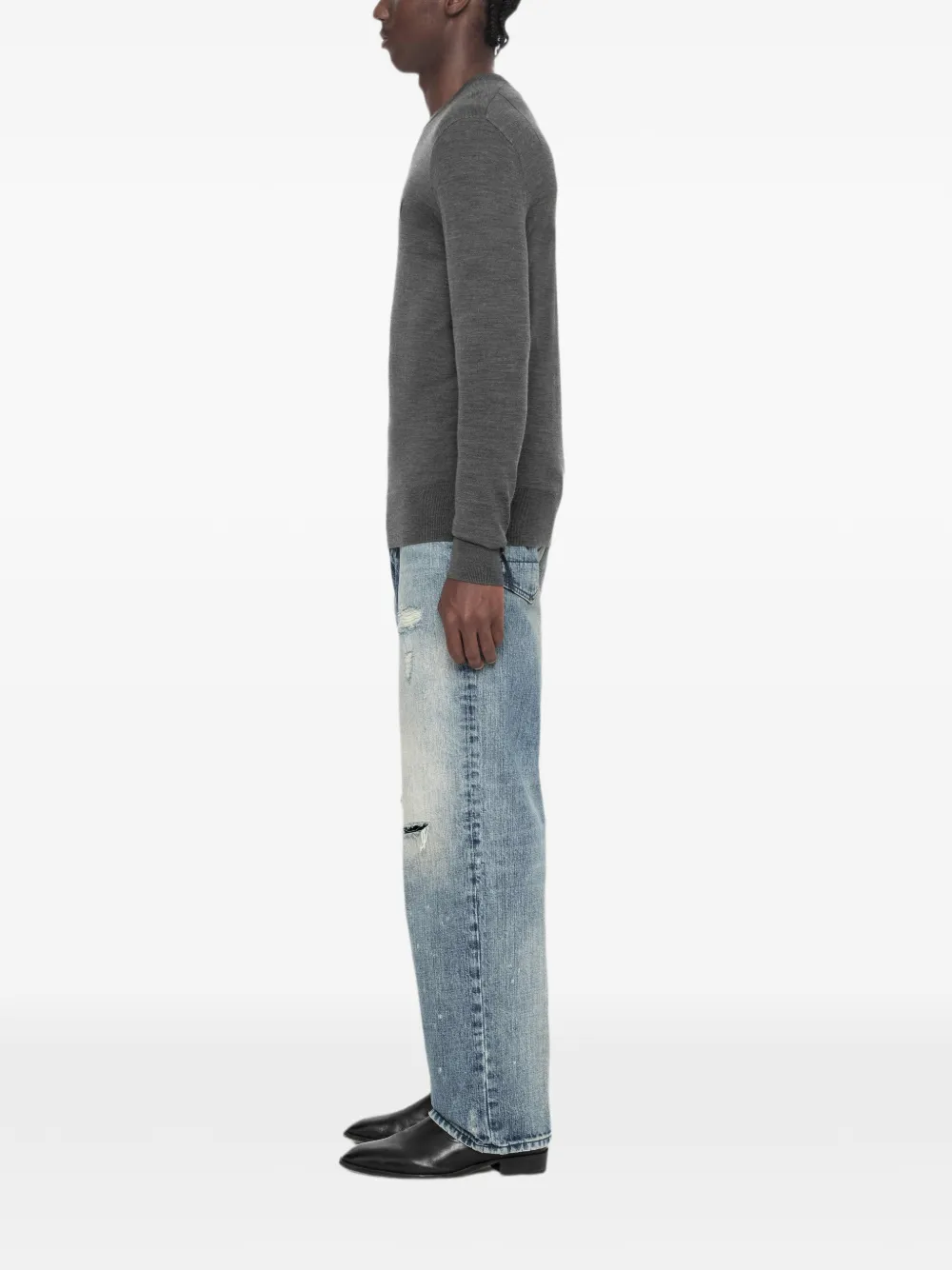 AllSaints Mode Ramskull trui van merinowol Grijs