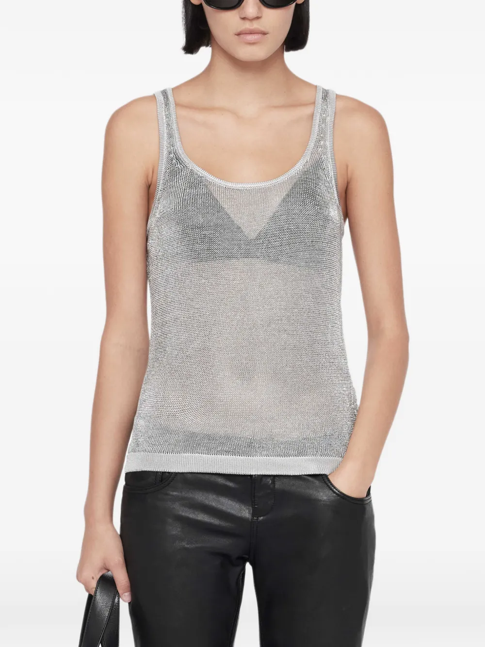 AllSaints Canotta Silvi metallizzata - Argento