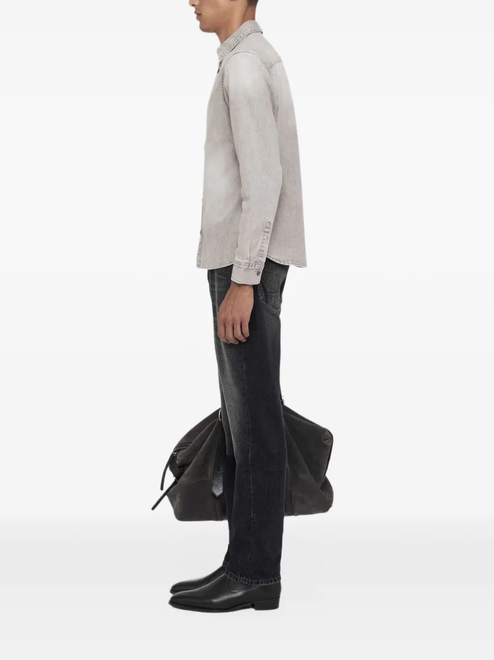 AllSaints Gleason denim overhemd Grijs