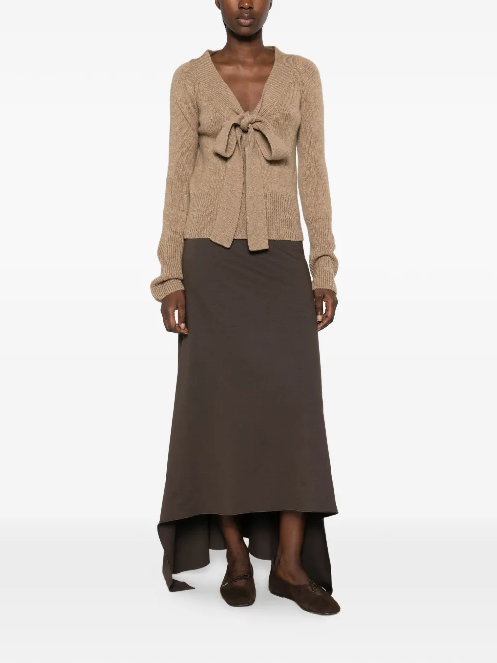Ermanno Scervino bow-detail cashmere cardigan Beige