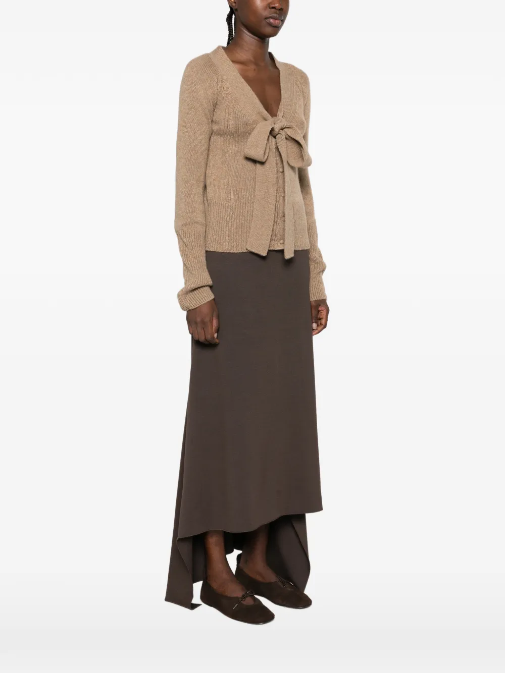 Ermanno Scervino bow-detail cashmere cardigan Beige
