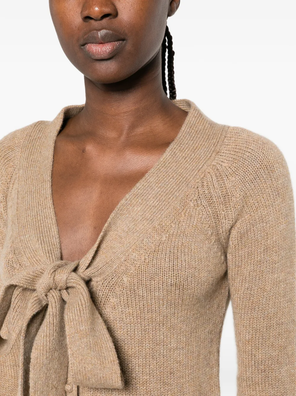 Ermanno Scervino bow-detail cashmere cardigan Beige
