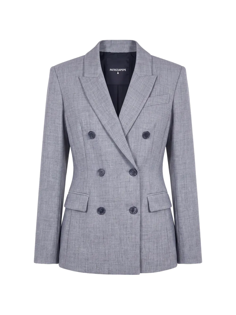 Patrizia Pepe double-breasted stretch-canvas jacket Grijs