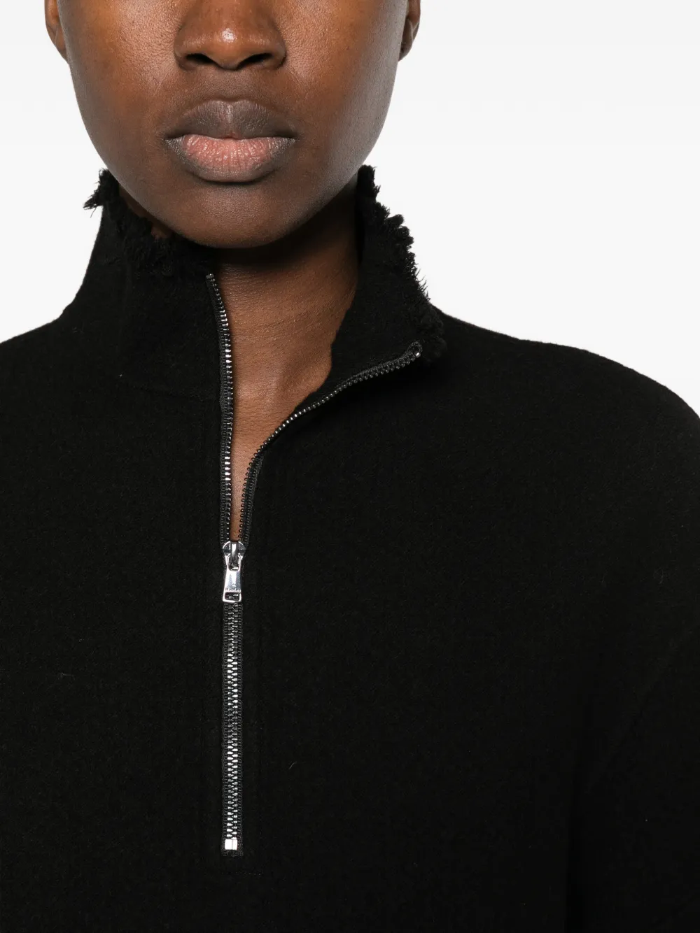 Max Mara quarter-zip frayed-edge mini dress Zwart
