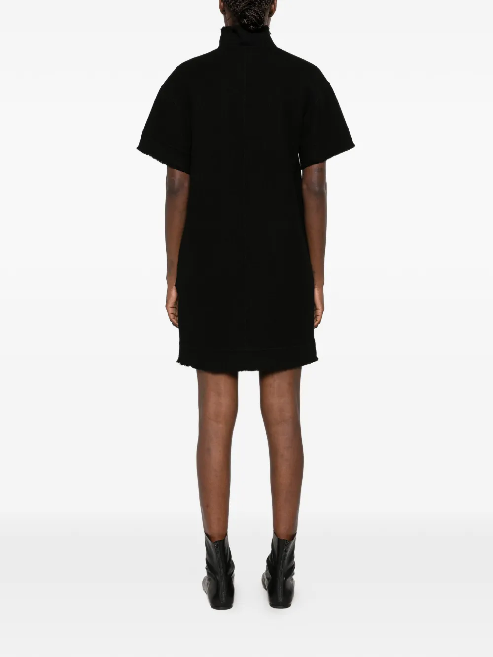 Max Mara quarter-zip frayed-edge mini dress Zwart