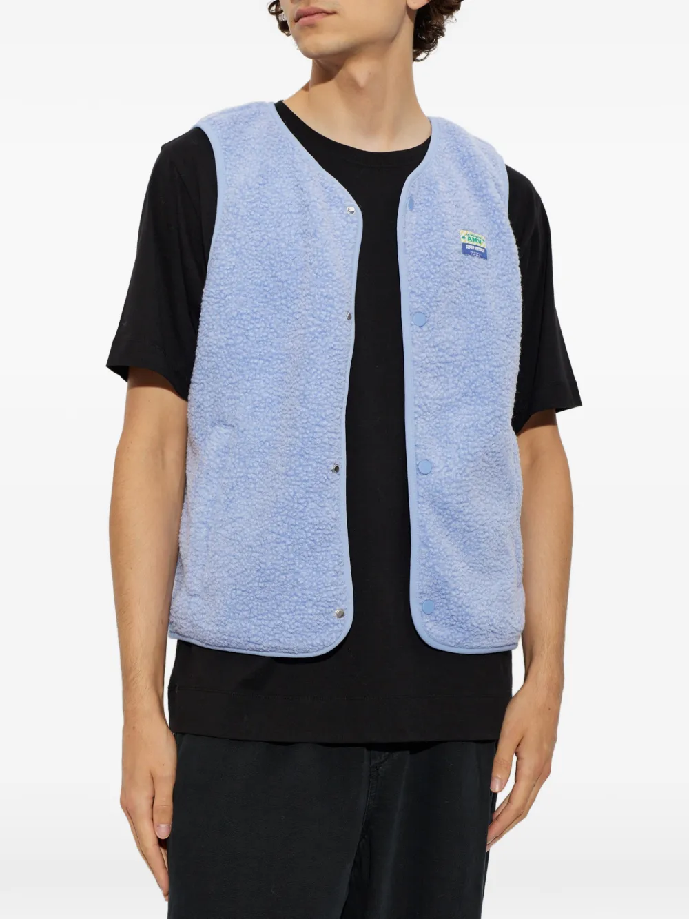 American Vintage logo-patch gilet jacket Blauw