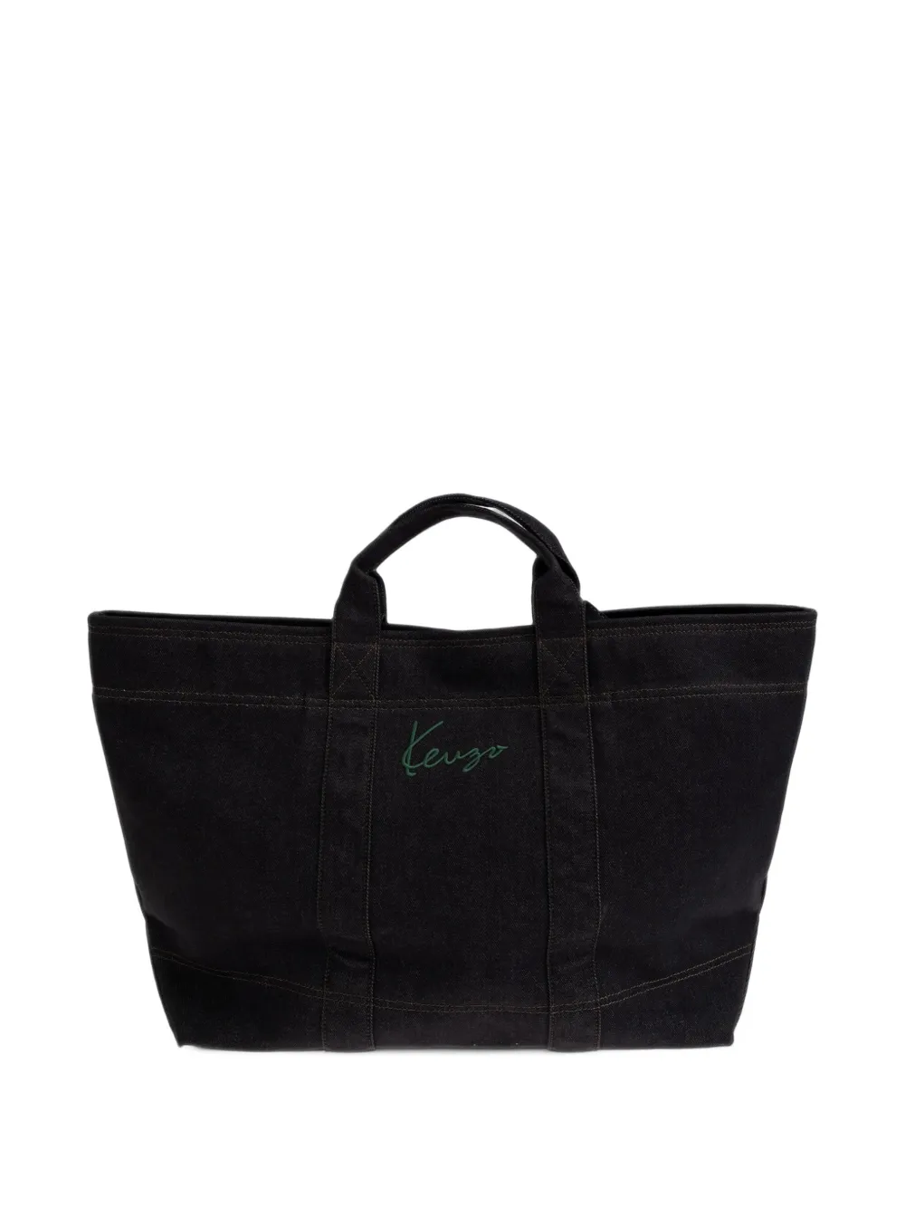 Kenzo floral-motif denim tote bag Zwart