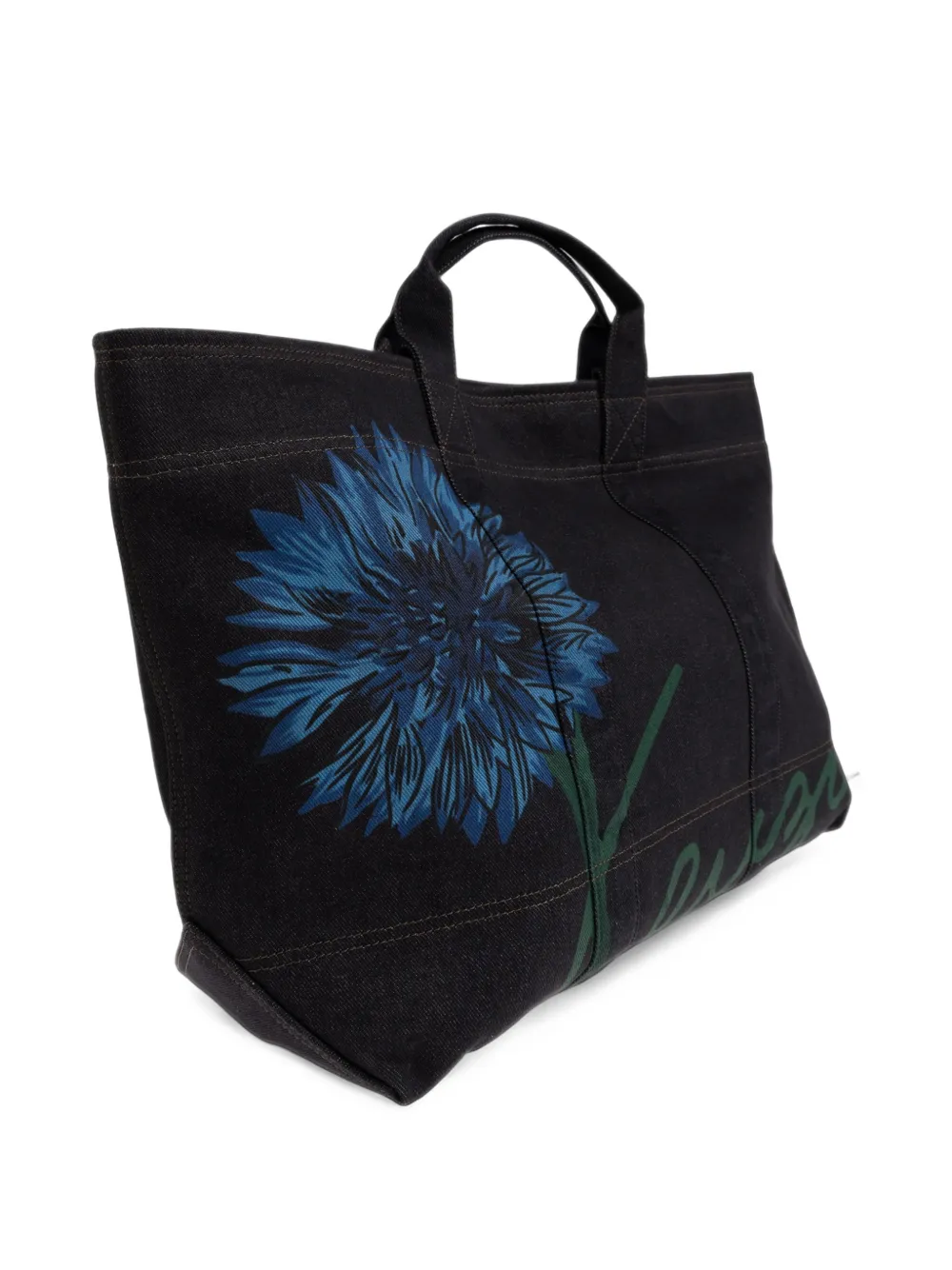 Kenzo floral-motif denim tote bag Zwart