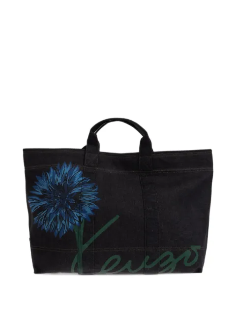 Kenzo floral-motif denim tote bag