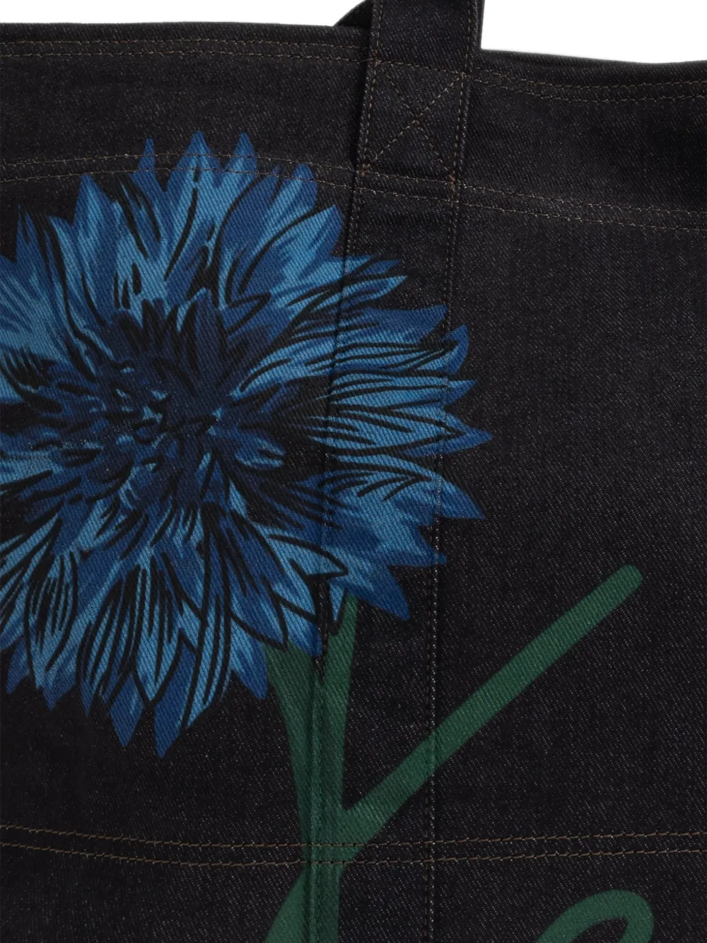 Kenzo floral-motif denim tote bag Zwart