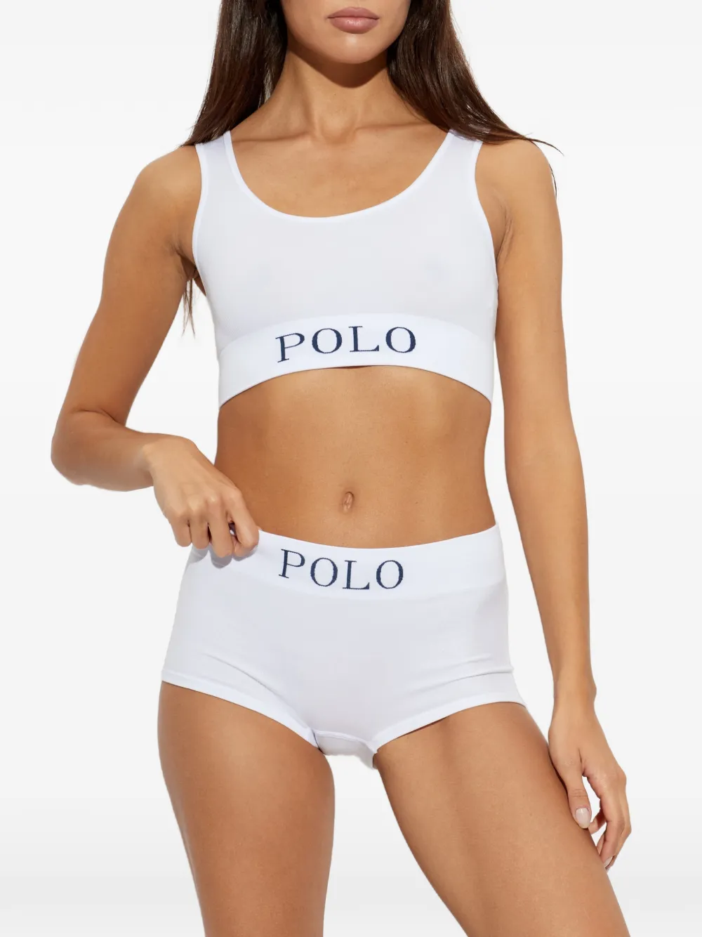 Polo Ralph Lauren Geribbelde boxershorts met logo-tailleband Wit