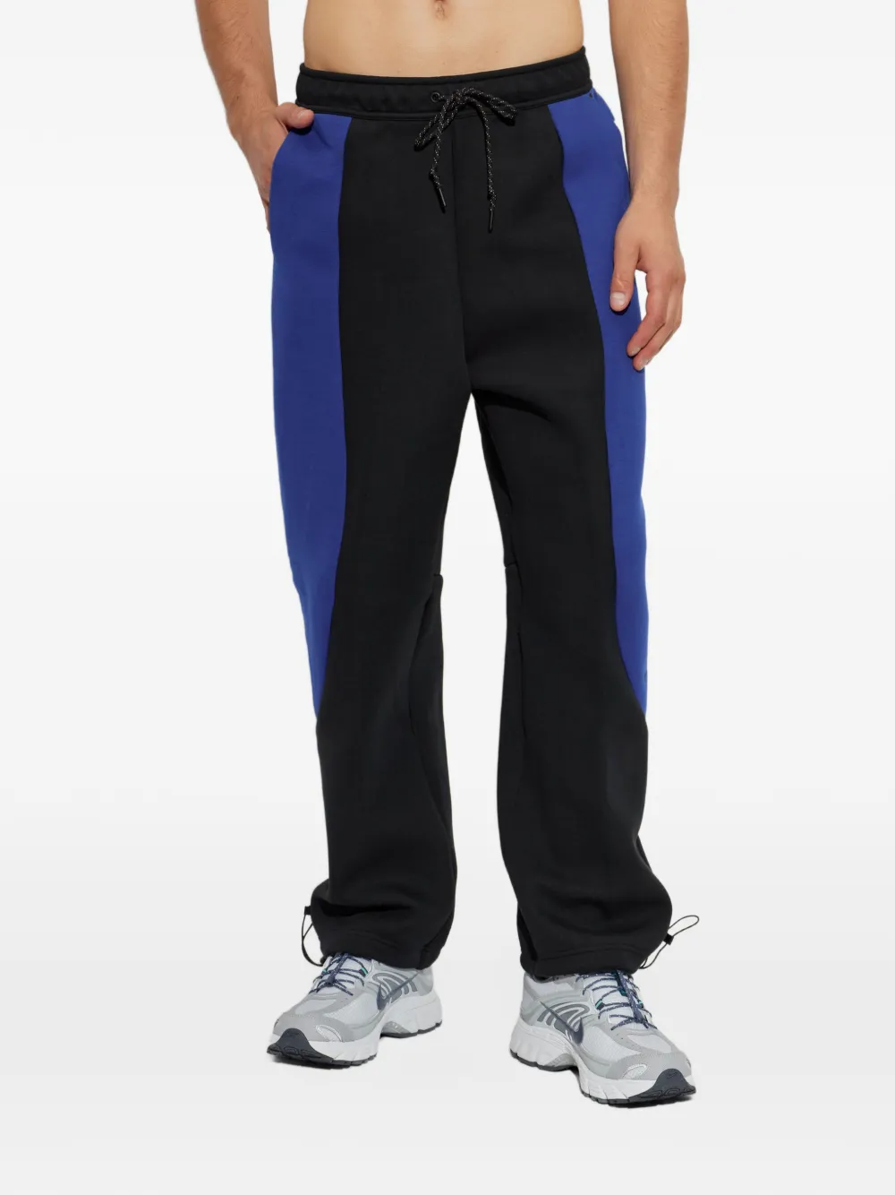 Nike Tech colour-block open-hem fleece trousers Zwart