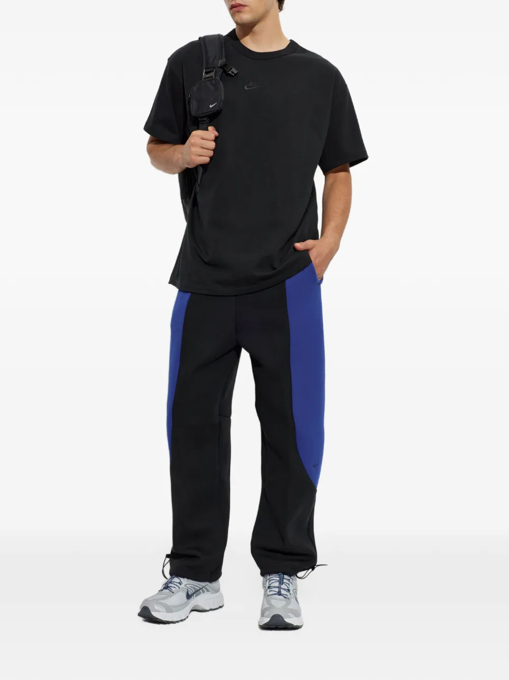 Nike Tech colour-block open-hem fleece trousers Zwart