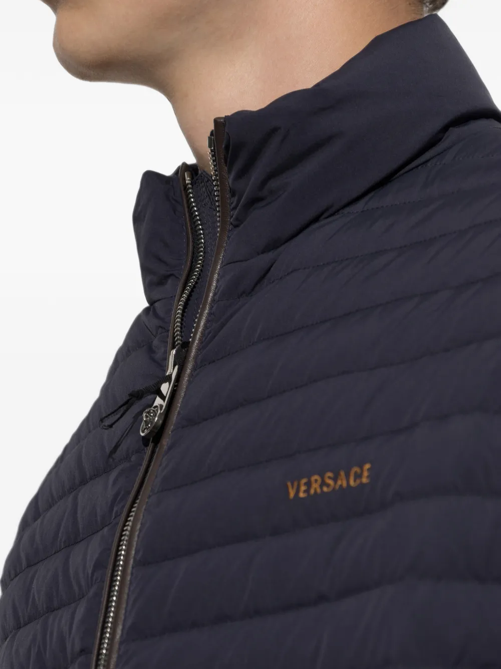 Versace Donsjack met geborduurd logo Blauw