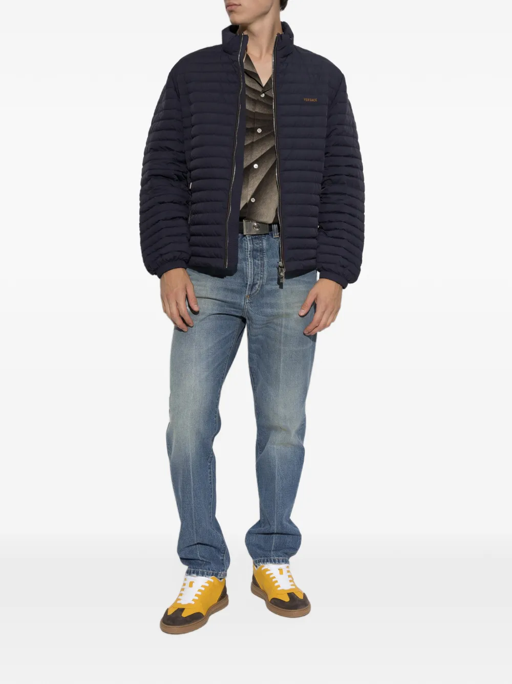 Versace Donsjack met geborduurd logo Blauw