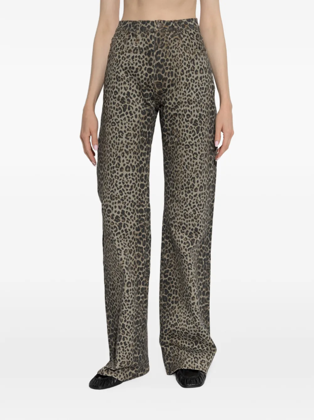 R13 Jane jeans met luipaard-print Bruin