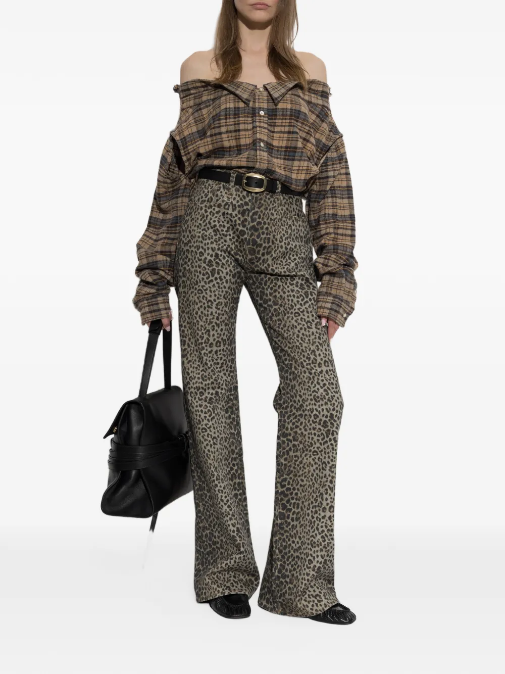 R13 Jane jeans met luipaard-print Bruin