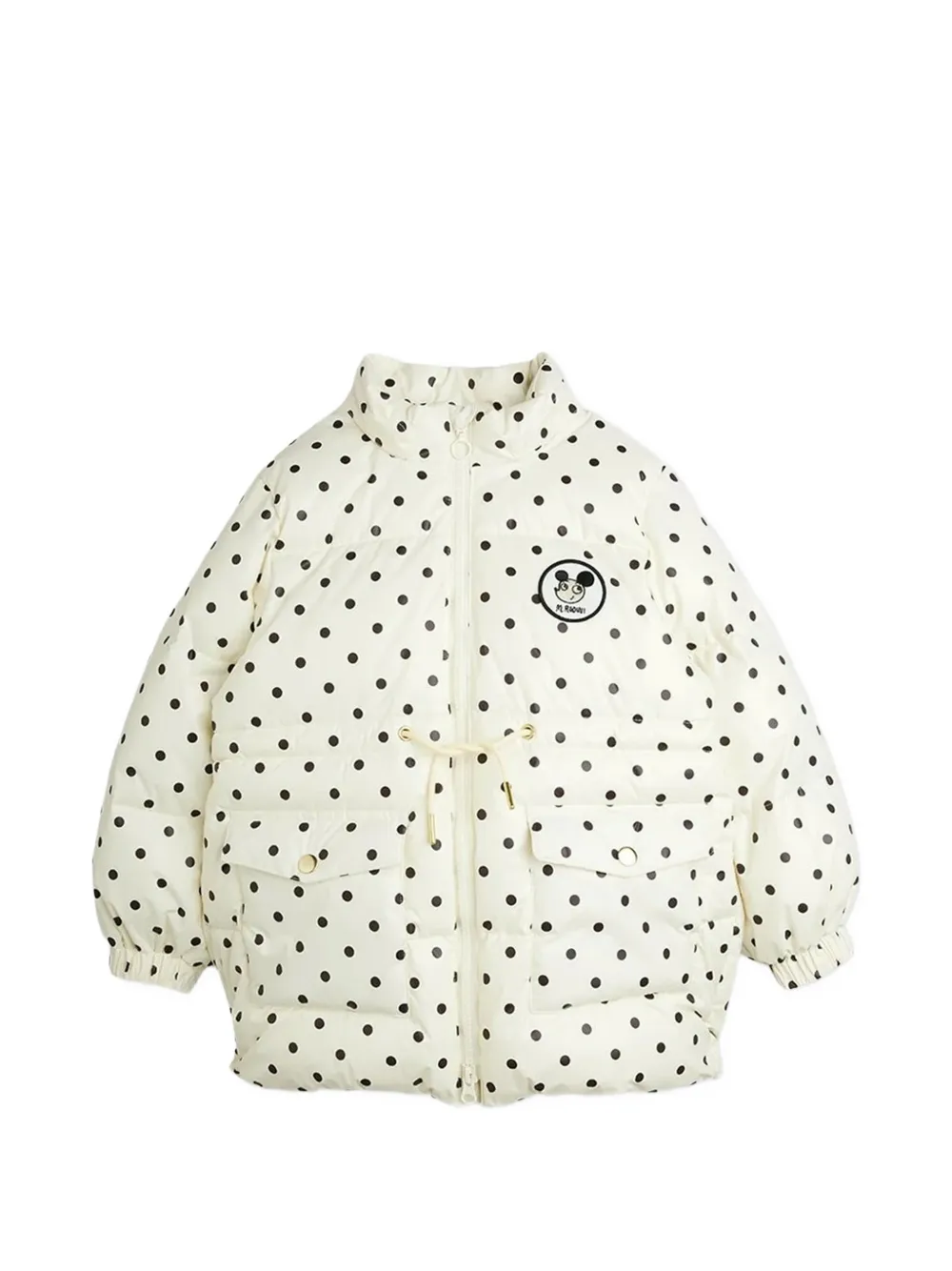 Mini Rodini polka-dot hooded padded jacket Beige