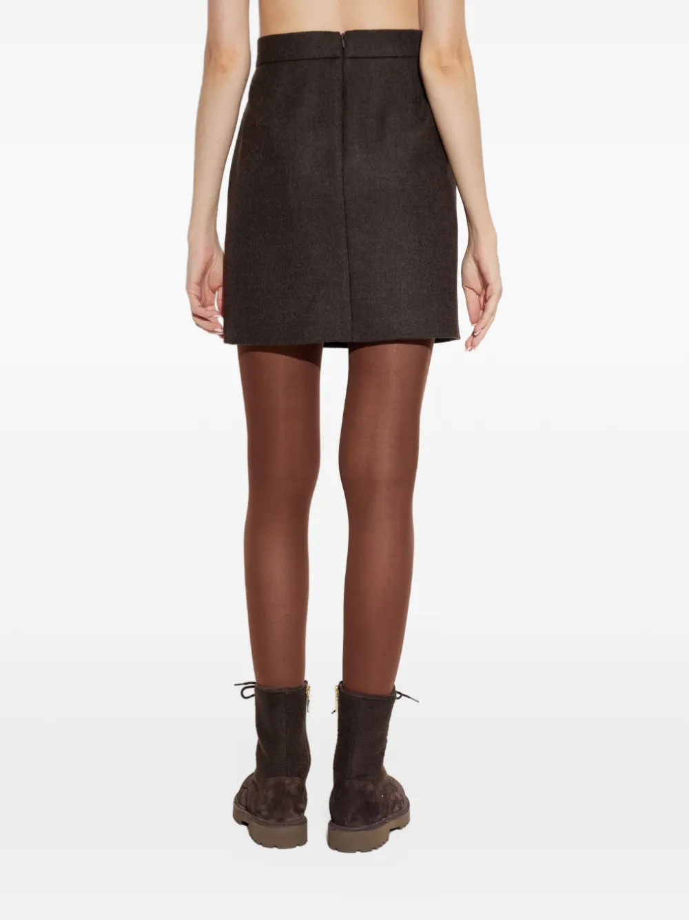 Max Mara short felted wool skirt mud Bruin