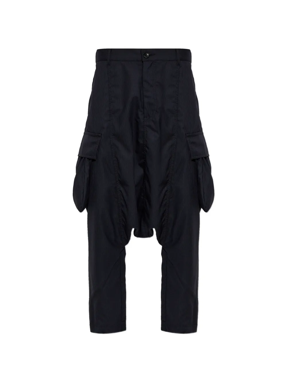 Comme Des Garçons Shirt herringbone-pattern drop-crotch cargo pants - Bleu Comme Des Garçons Shirt herringbone-pattern drop-crotch cargo pants - Bleu