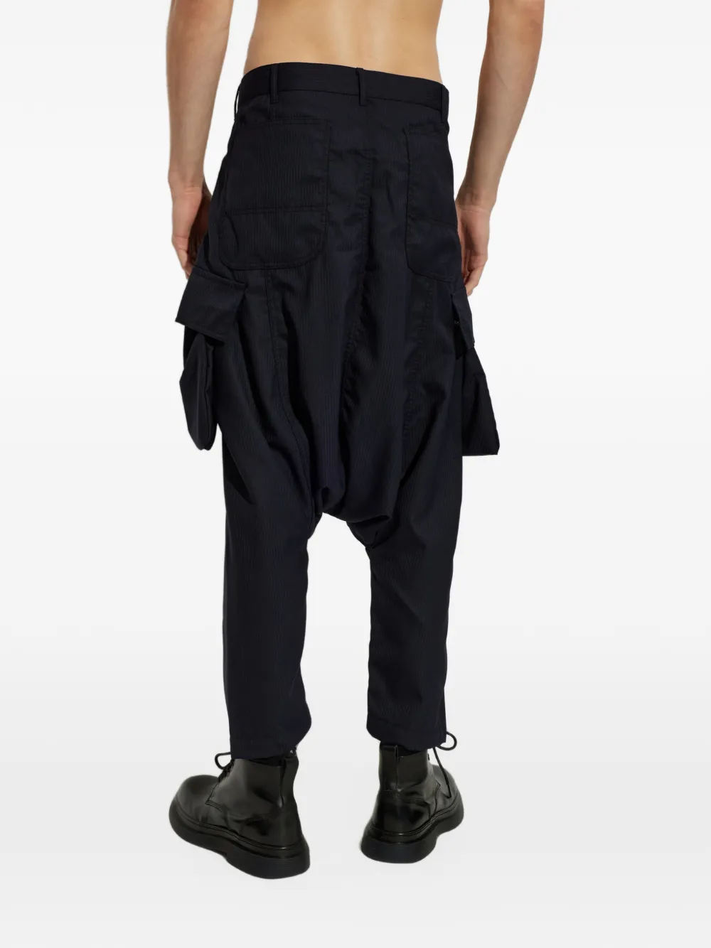 Comme Des Garçons Shirt Cargobroek met visgraat-patroon en verlaagd kruis Blauw