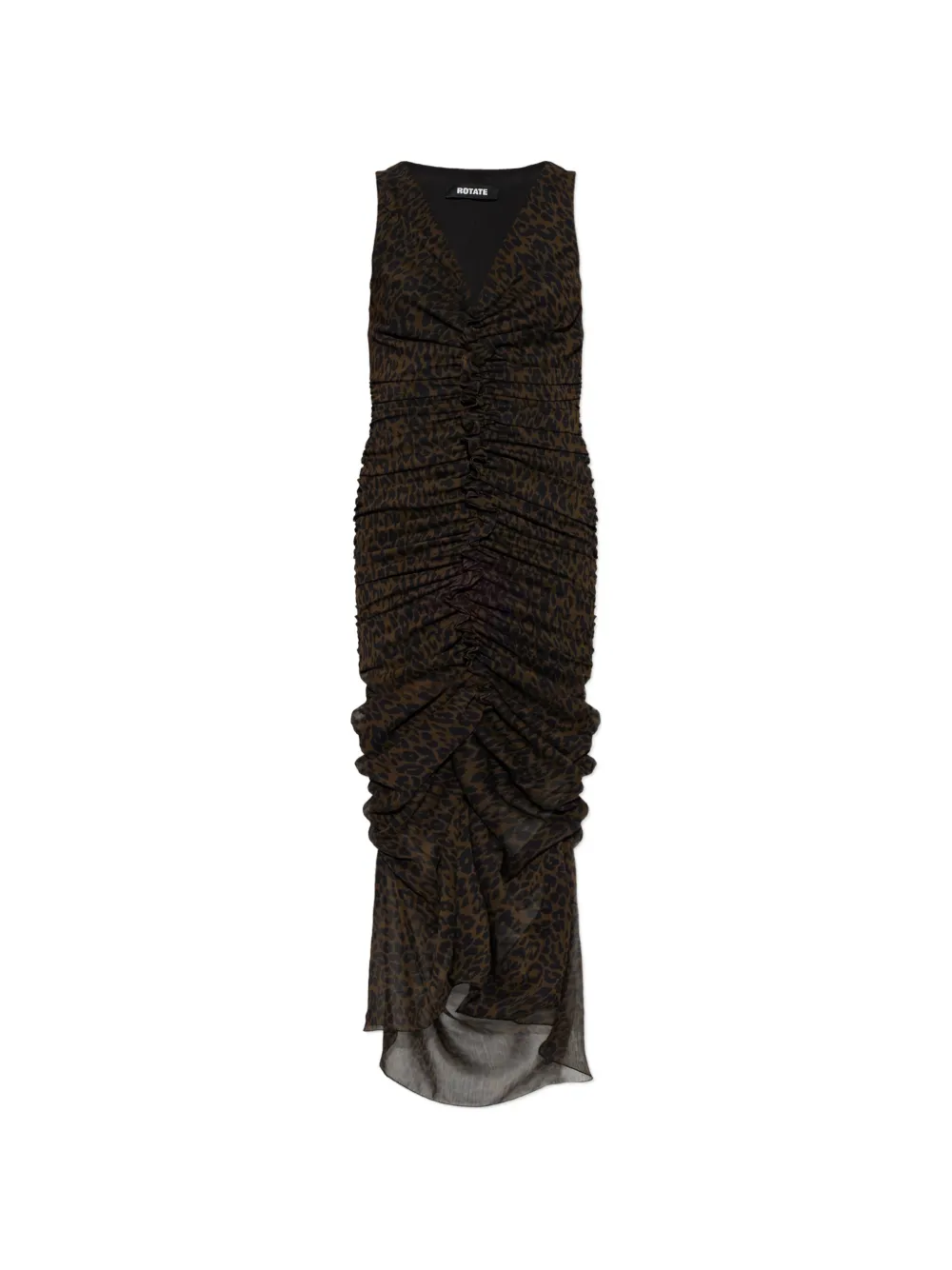 ROTATE BIRGER CHRISTENSEN ruched midi leopard dress brown - Marron ROTATE BIRGER CHRISTENSEN ruched midi leopard dress brown - Marron