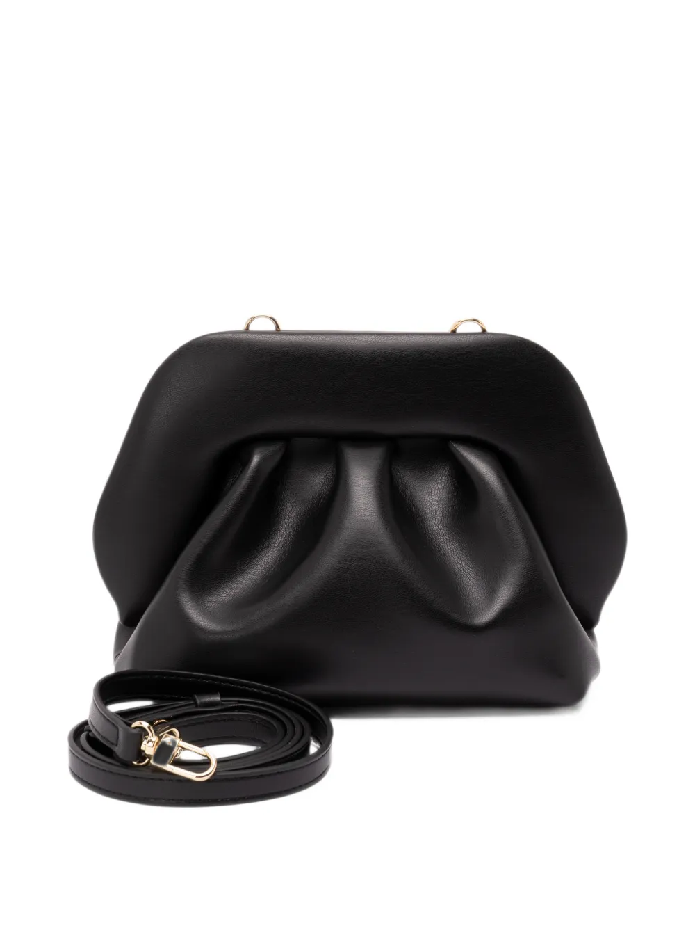 Themoirè small Bios ruched-detail clutch bag Zwart