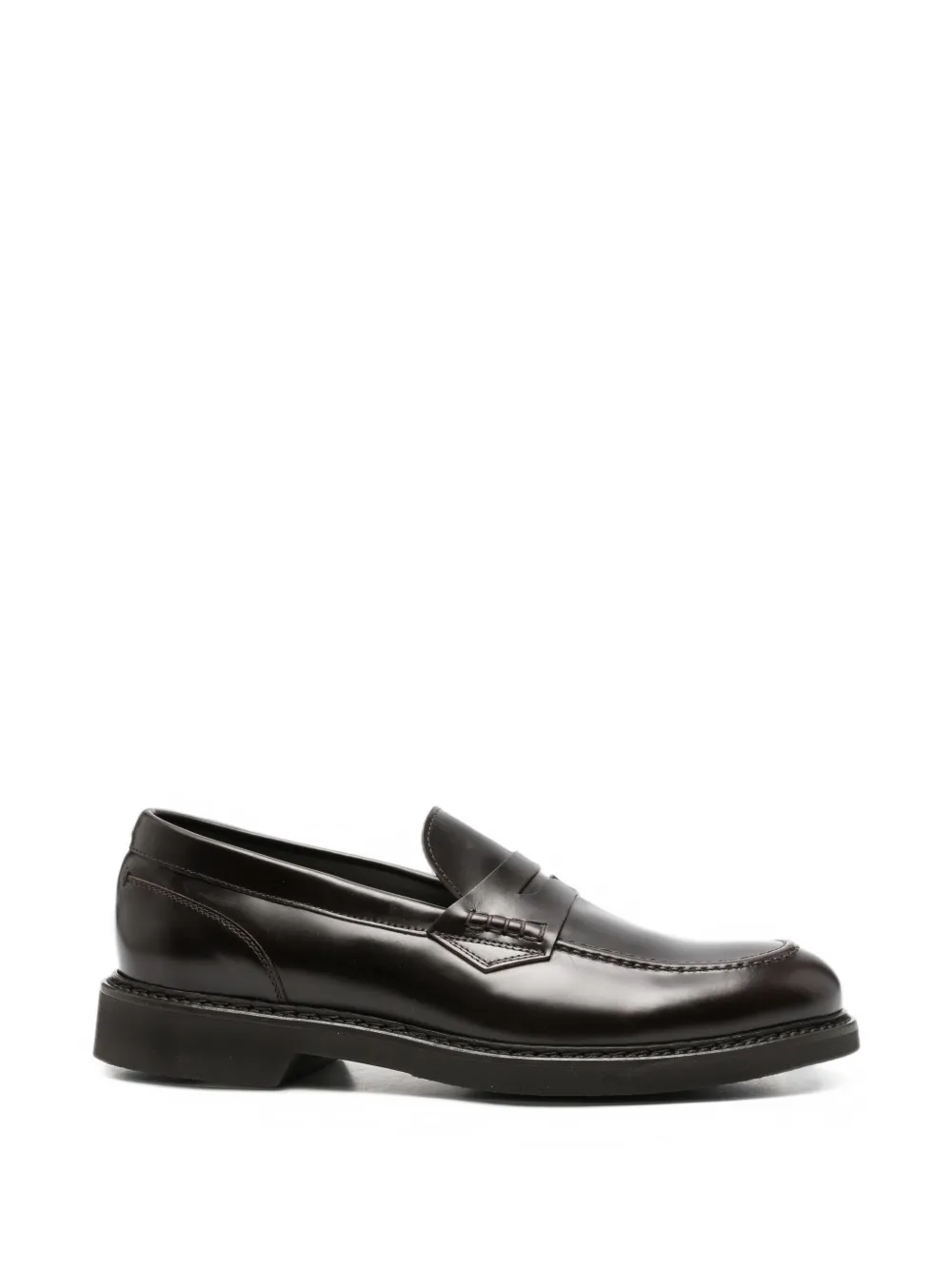 Canali Leather Penny Loafers In Brown