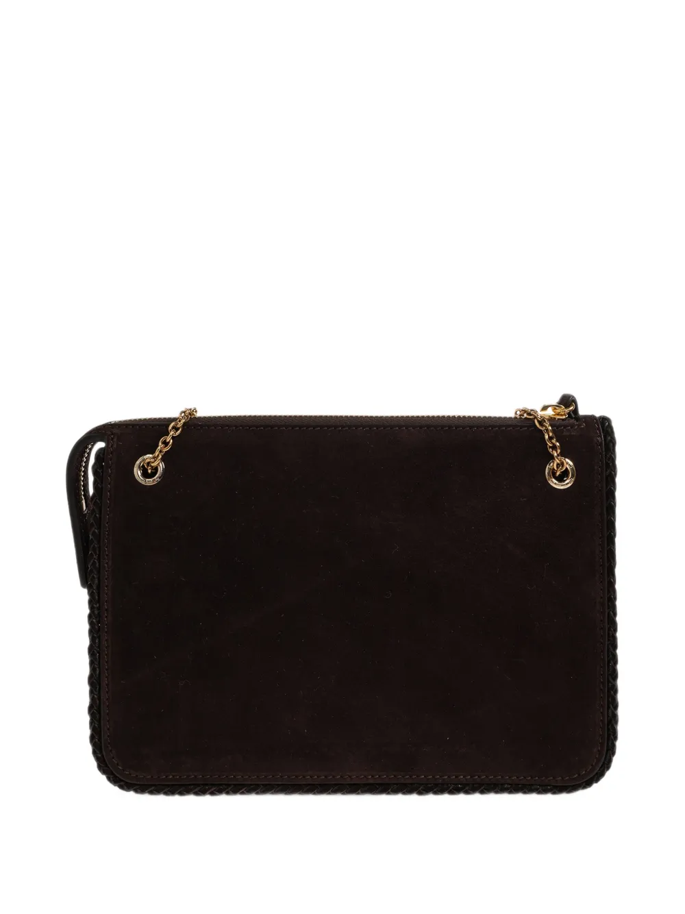 ETRO logo-plaque suede shoulder bag Bruin