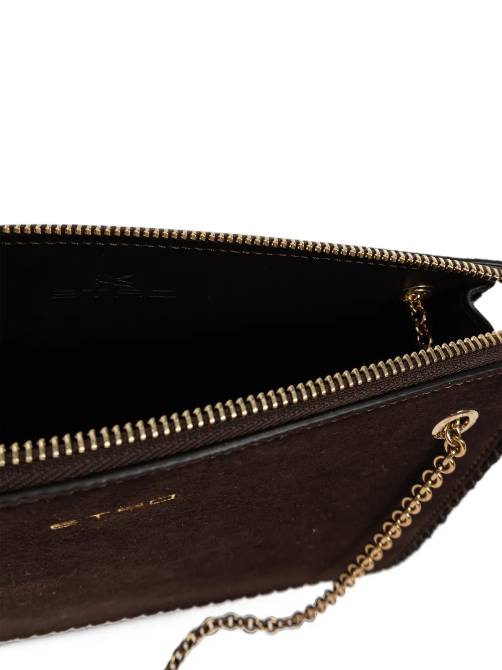 ETRO logo-plaque suede shoulder bag Bruin