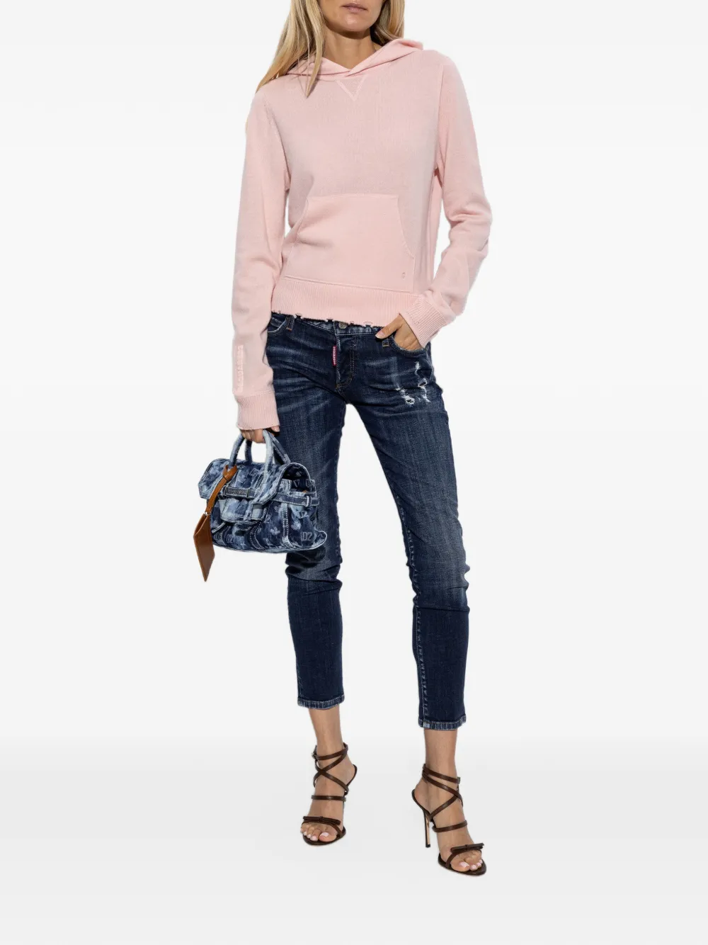 Dsquared2 Distressed-effect Hoodie In Pink